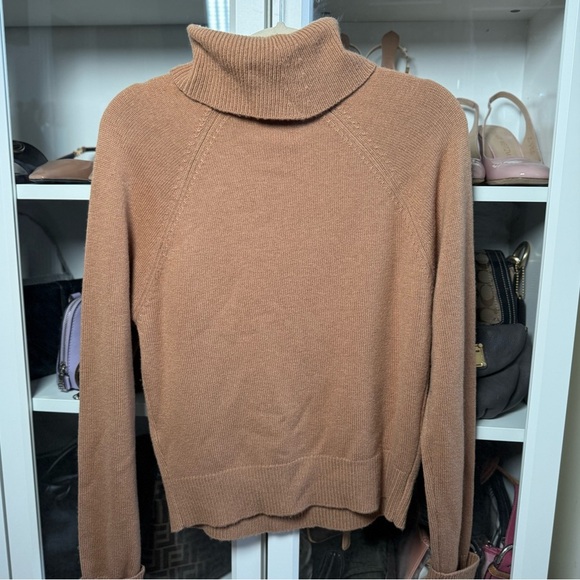 NWT PAIGE Designer Brown Camel Cherise Keyhole Turtleneck Sweater Size Medium - Picture 10 of 11